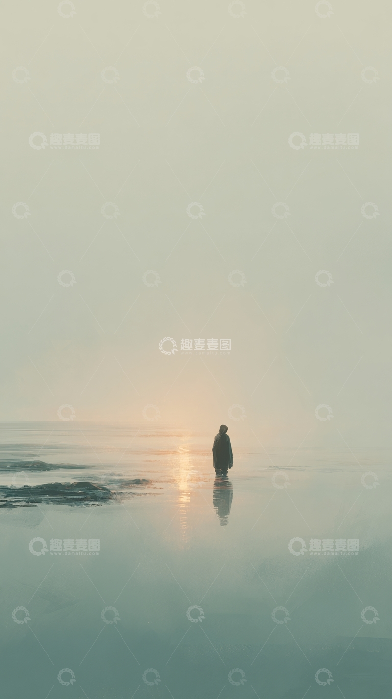 高清大图下载【趣麦麦图】-海边独行者的静谧时刻581