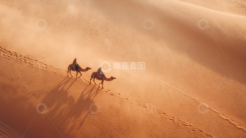 高清大图下载【趣麦麦图】-沙漠中行进的骆驼队伍332