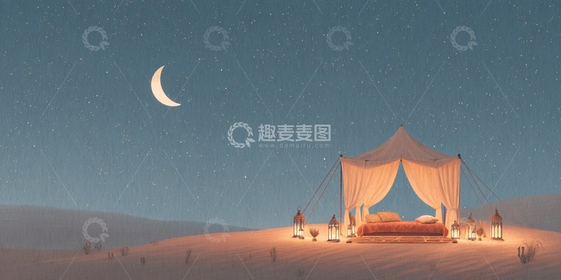 高清大图下载【趣麦麦图】沙漠月夜下的浪漫帐篷862