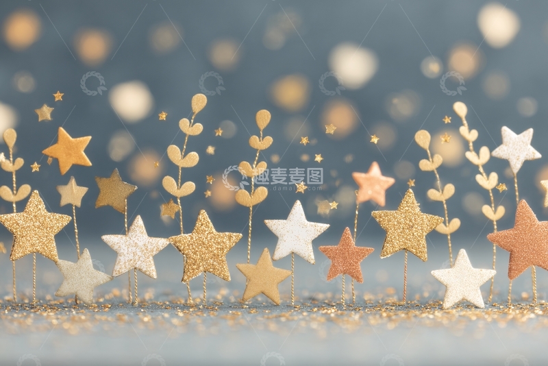 高清大图下载【趣麦麦图】金色星星装饰插画背景图748