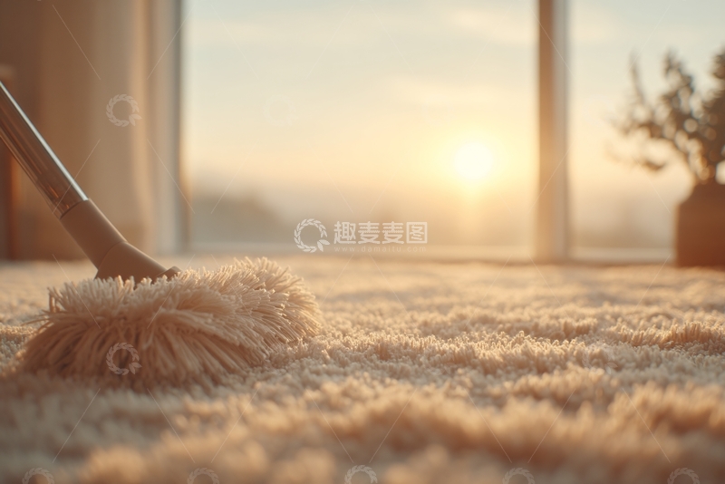 高清大图下载【趣麦麦图】夕阳下的室内拖地场景548