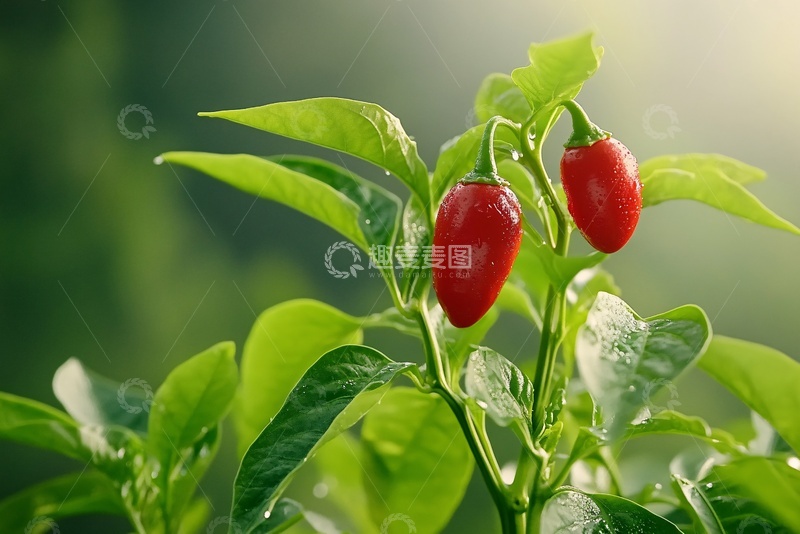 高清大图下载【趣麦麦图】-红辣椒与绿叶植物特写726