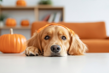 戴南瓜帽的金毛犬317