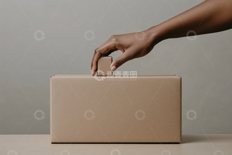 高清大图下载【趣麦麦图】手放物品于卡其色箱子上436