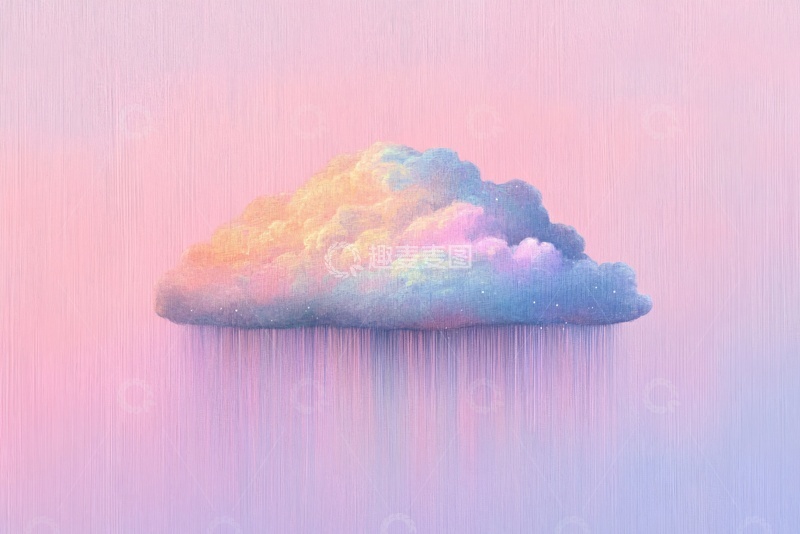 高清大图下载【趣麦麦图】-梦幻彩色悬浮云朵插画269