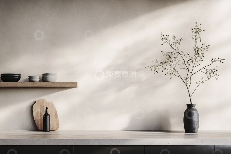 高清大图下载【趣麦麦图】简约室内花瓶植物与厨具陈设897
