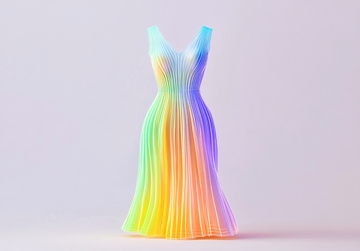 彩虹渐变褶皱礼服展示图011