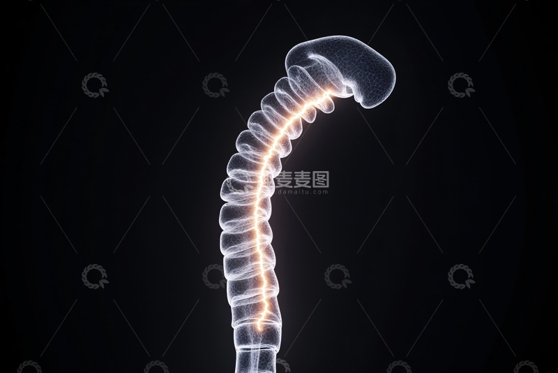 高清大图下载【趣麦麦图】透明脊柱发光结构插画822