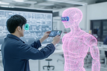 工程师操控虚拟人体模型959
