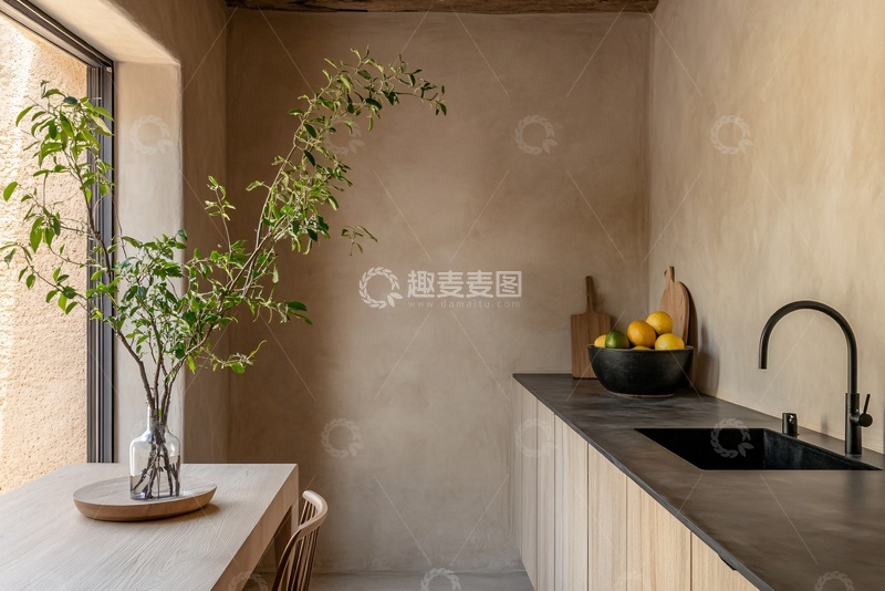 高清大图下载【趣麦麦图】简约风室内绿植厨房场景930