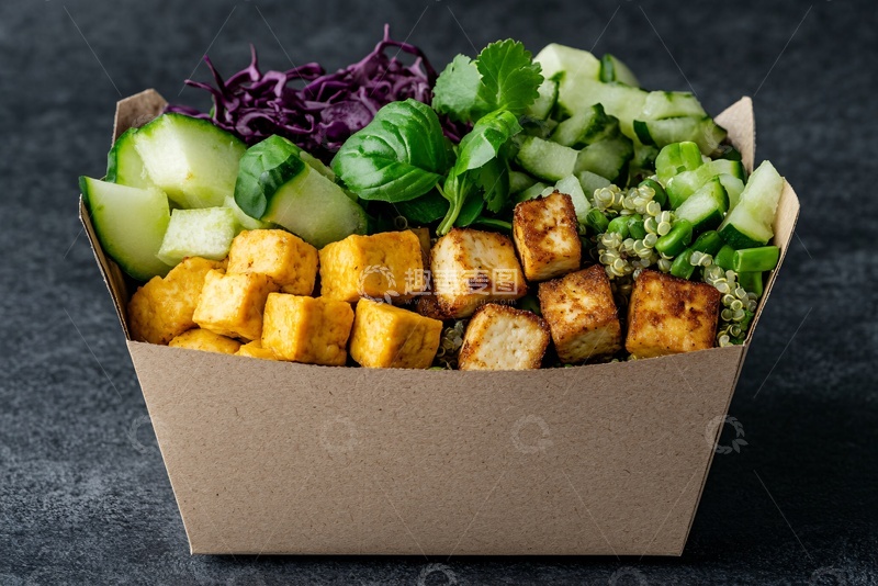高清大图下载【趣麦麦图】盒装蔬菜豆腐健康餐815