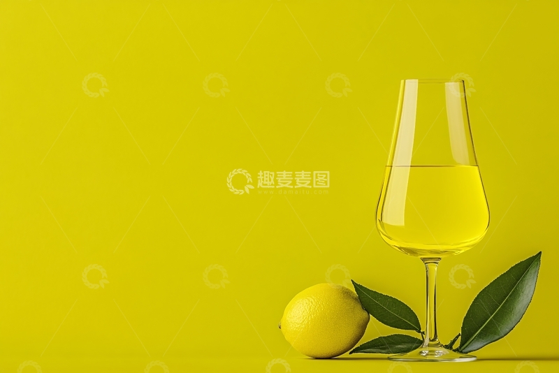 高清大图下载【趣麦麦图】黄色背景的柠檬与酒杯画面854