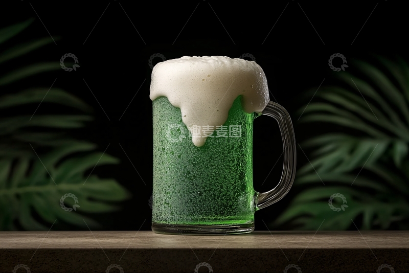 高清大图下载【趣麦麦图】装满绿色啤酒的玻璃杯803