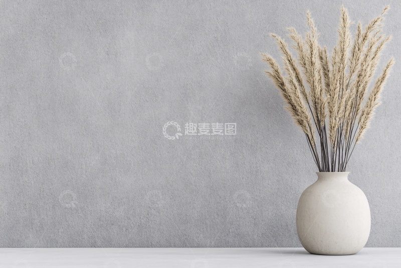 高清大图下载【趣麦麦图】白色花瓶中插着麦穗的静物028