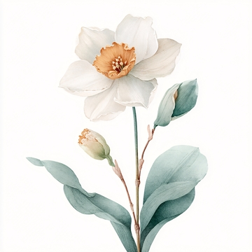 白色水仙花插画701