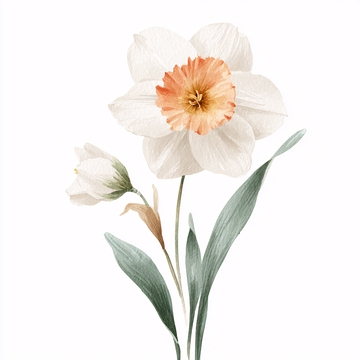 白色水仙花卉插画650