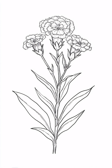 黑白线条花卉插画730