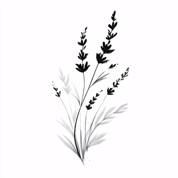 黑白手绘薰衣草插画269