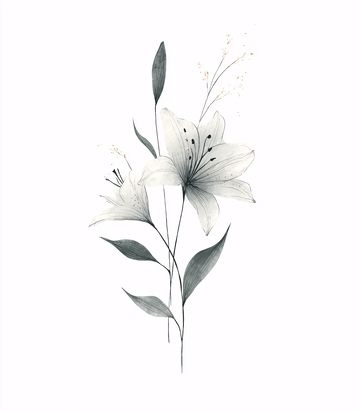淡雅手绘百合花插画755