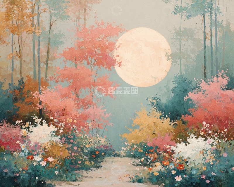 高清大图下载【趣麦麦图】-月夜下的多彩森林风景277