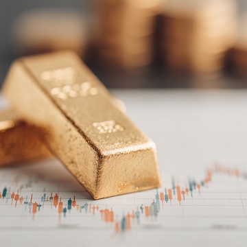 金条置于金融图表上045