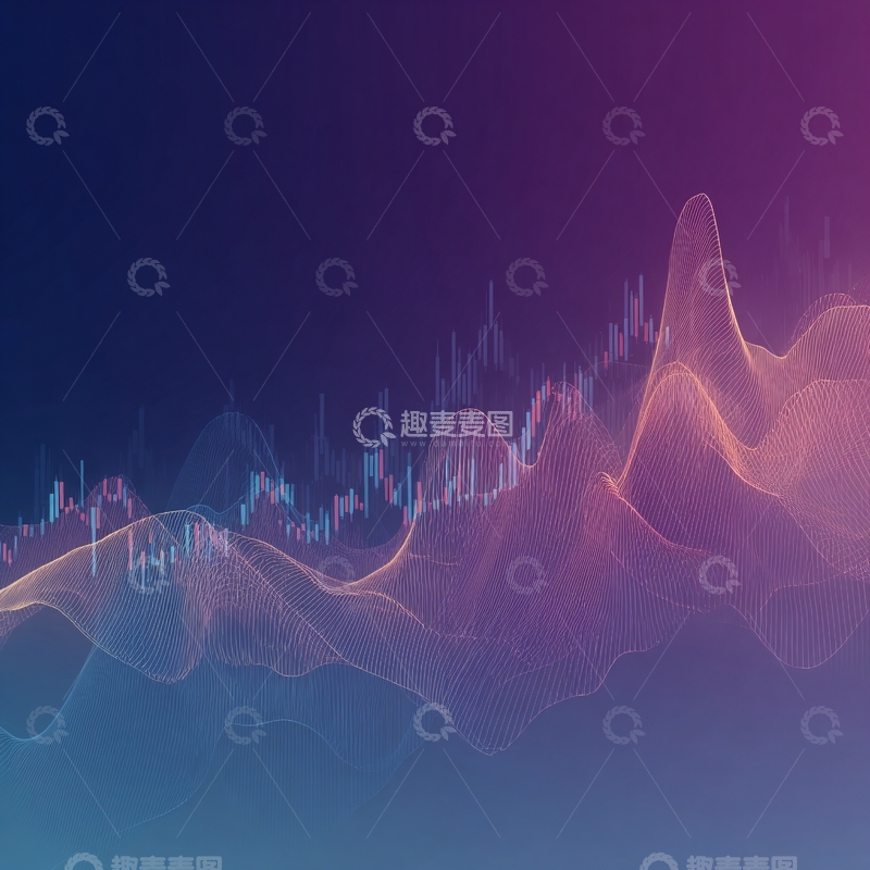 高清大图下载【趣麦麦图】-渐变色彩的金融数据波形图521