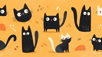 可爱黑猫插画图案602