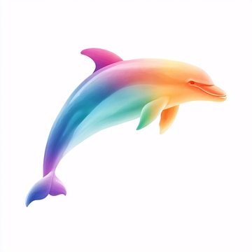 彩色渐变海豚插画524