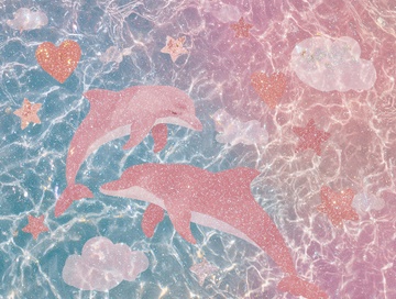 梦幻海豚海洋插画背景591