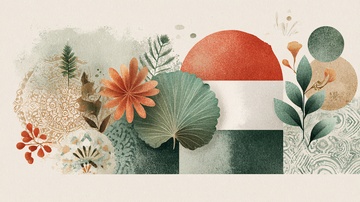 植物与几何图形插画885