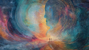 梦幻色彩的人物轮廓插画964