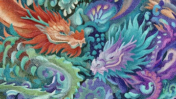 双生彩龙奇幻插画647