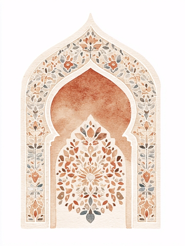 复古花卉拱门插画图案332