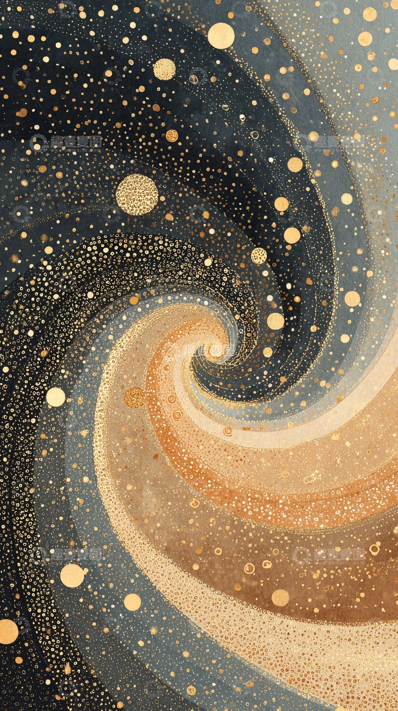 高清大图下载【趣麦麦图】金色星空旋涡插画背景886