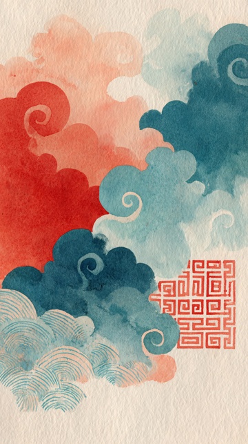 中式云纹与传统图案插画598