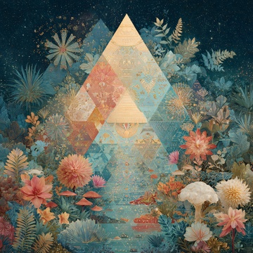 奇幻植物与几何图形插画520