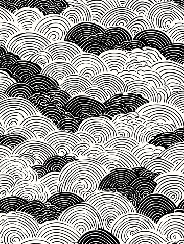 黑白波浪图案插画802