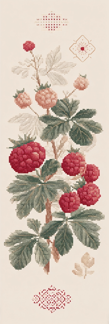 手绘红树莓植物插画025