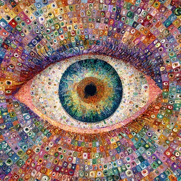 多彩马赛克风格眼睛插画520