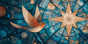飞鸟与星芒的梦幻插画655