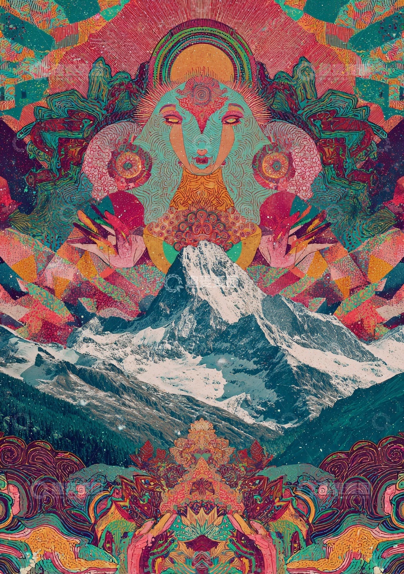 高清大图下载【趣麦麦图】奇幻风格插画中的神秘形象与雪山041