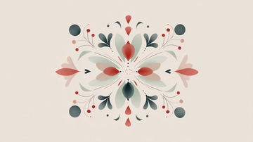 简约花卉对称插画图案753