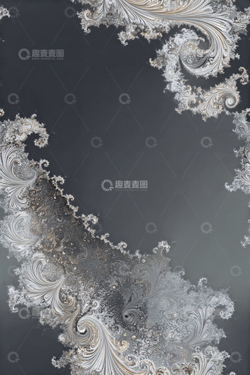 高清大图下载【趣麦麦图】-华丽银白花纹装饰图案088