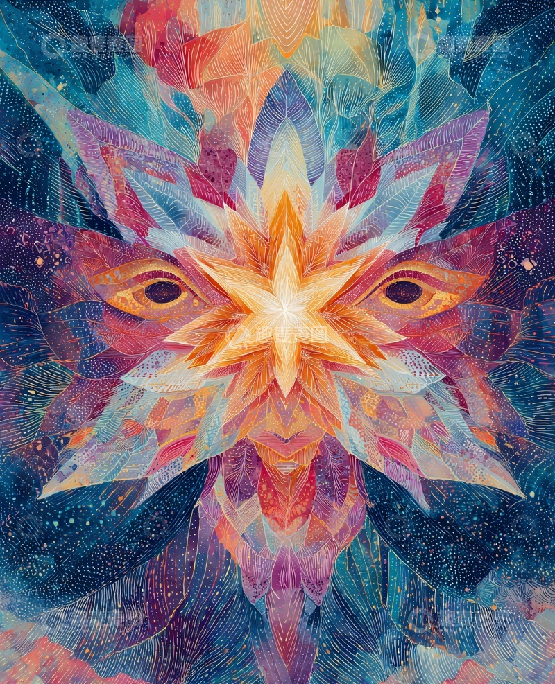 高清大图下载【趣麦麦图】-绚丽多彩的星形插画图案225