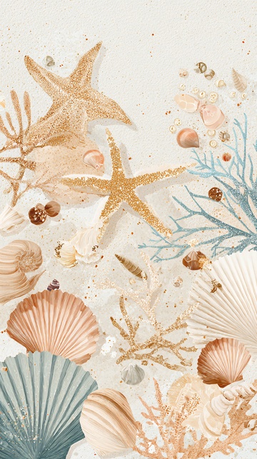 海洋贝壳海星插画图案465