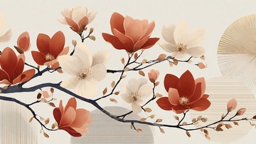 玉兰花枝插画199