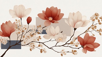淡雅玉兰花枝插画588