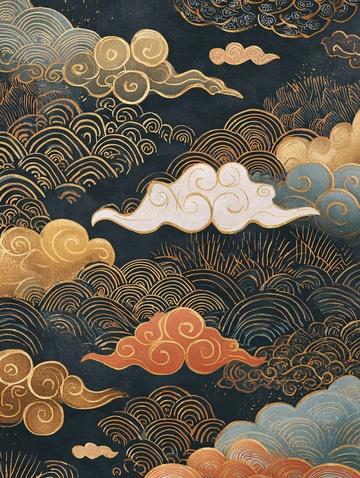 中式传统云纹插画图案756