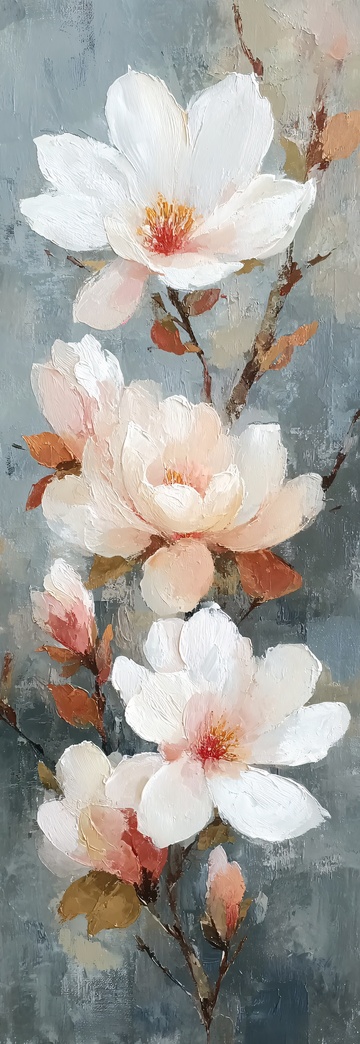 绽放的玉兰花绘画892