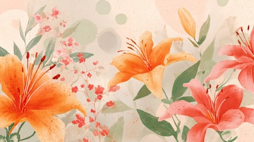 水彩风格百合花插画015